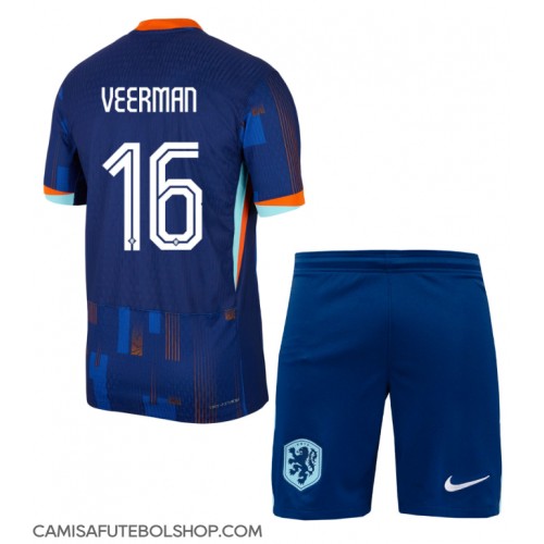 Camisa de time de futebol Holanda Joey Veerman #16 Replicas 2º Equipamento Infantil Europeu 2024 Manga Curta (+ Calças curtas)